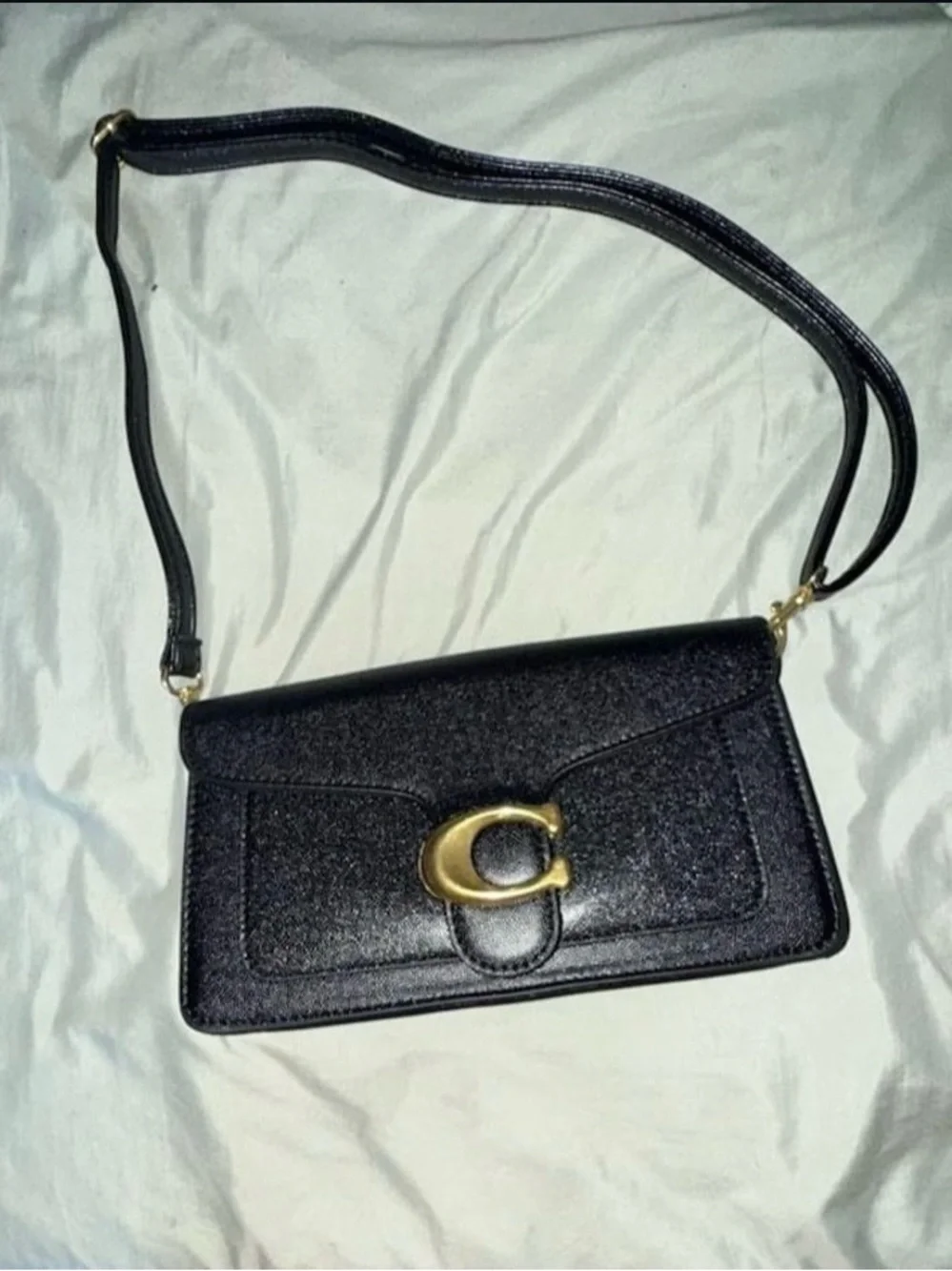 Coach Tabby Shoulder Bag 26 in Black Pebble Leather